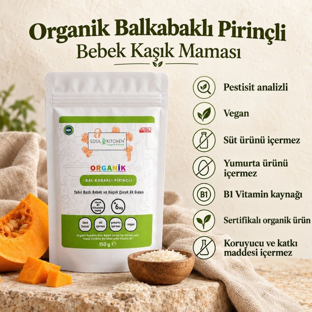Organik Bal Kabaklı Pirinçli Bebek Kaşık Maması 150 g