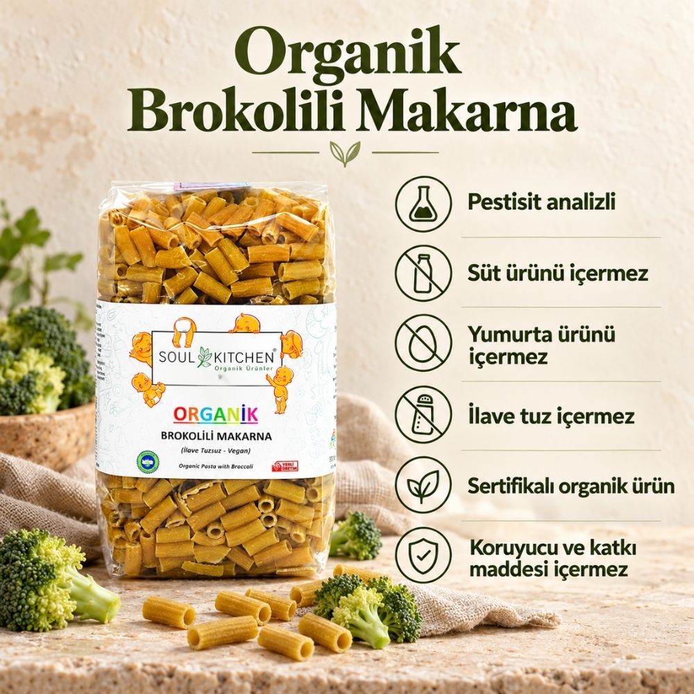 Organik Brokolili Makarna 330 g